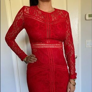 Worn once beautiful lace red dress
